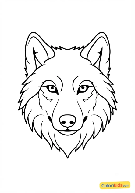 Coloriage à imprimer : tête de loup aux yeux perçants