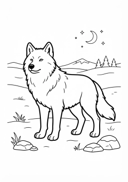 Voir le coloriage Loup arctique dans la toundra glacée