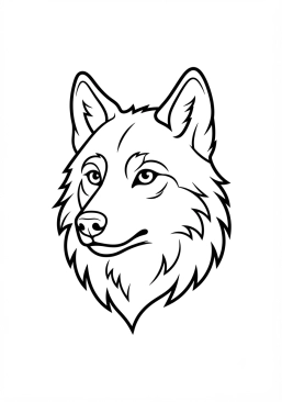 Voir le coloriage Tête de loup sauvage attentive