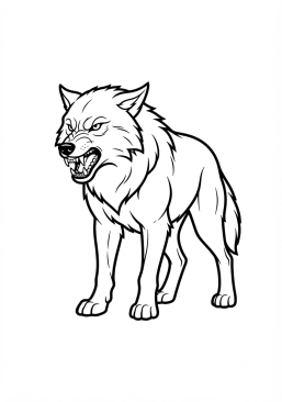 Voir le coloriage Loup grognant montrant ses crocs