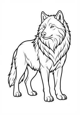Voir le coloriage Loup majestueux avec une crinière épaisse