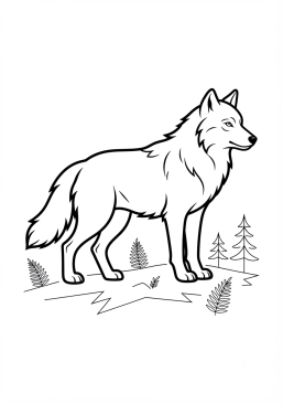 Voir le coloriage Loup noir mystérieux des forêts