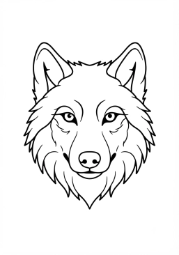 Voir le coloriage Tête de loup aux yeux perçants