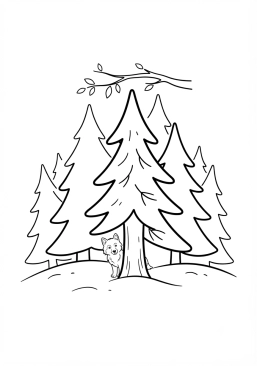 Voir le coloriage Loup caché derrière les sapins