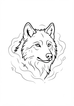 Voir le coloriage Loup regardant à travers la brume