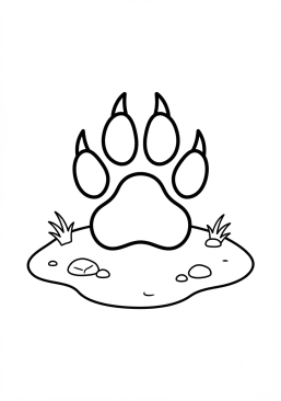 Voir le coloriage Empreinte de patte de loup sur le sol