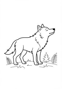 Voir le coloriage Loup flairant l'air frais de la forêt