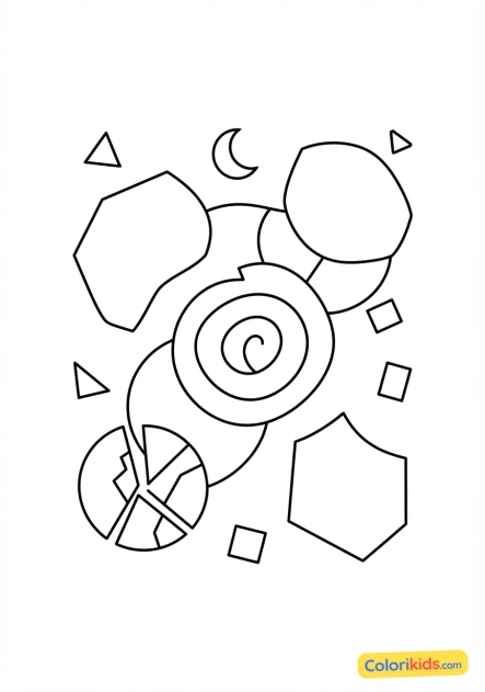 Coloriage à imprimer : asymétrie colorée et épurée