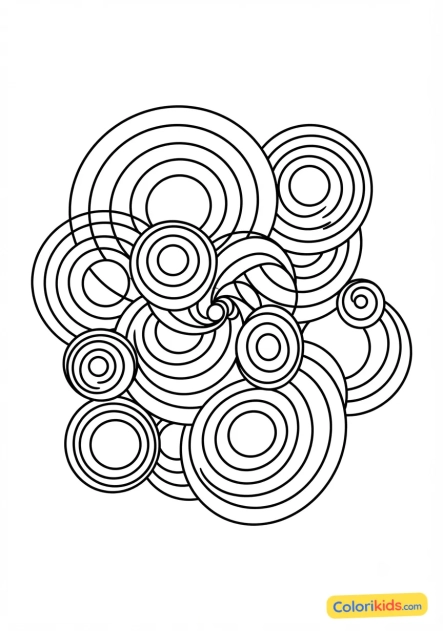 Coloriage à imprimer : tourbillon de cercles concentriques