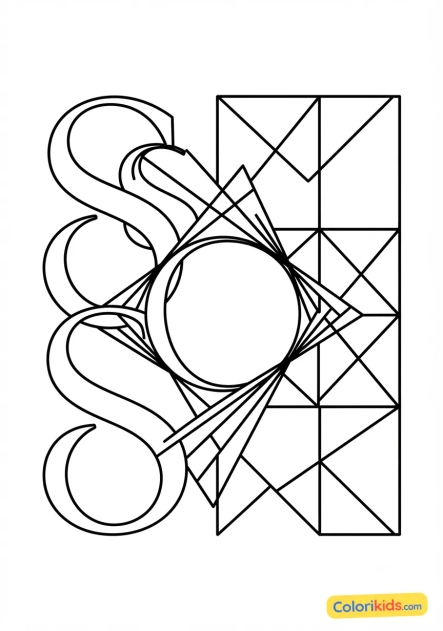 Coloriage à imprimer : opposition de courbes et de droites