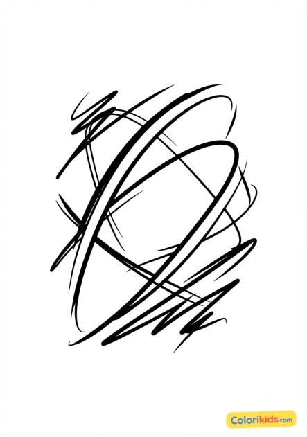 Coloriage à imprimer : traces de pinceaux dynamiques