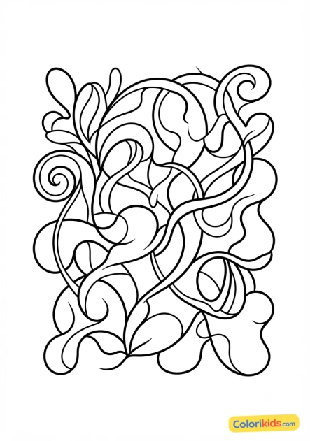 Coloriage à imprimer : formes organiques enchevêtrées