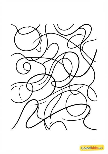 Coloriage à imprimer : lignes fluides et courbes croisées