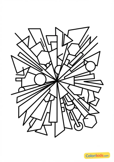Coloriage à imprimer : explosion de formes géométriques