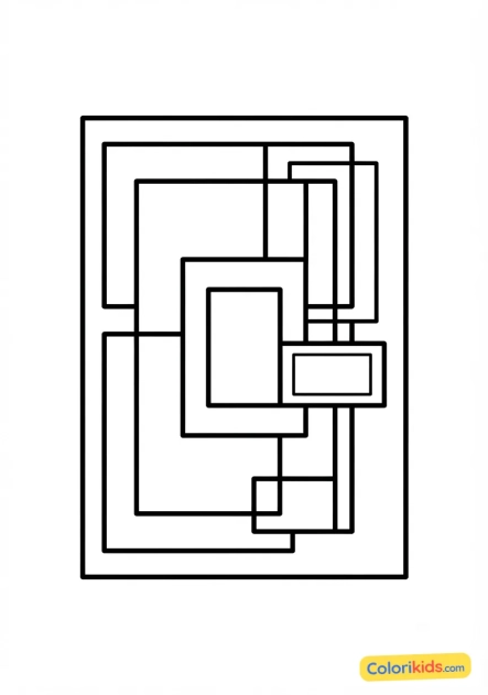 Coloriage à imprimer : composition de rectangles emboîtés
