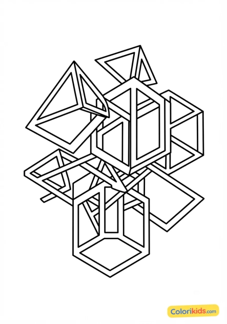Coloriage à imprimer : structure de prismes ouverts