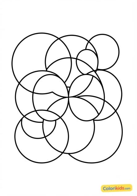 Coloriage à imprimer : intersection de cercles parfaits