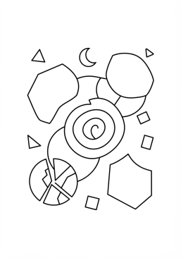 Coloriage Asymétrie colorée et épurée
