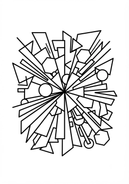 Coloriage Explosion de formes géométriques
