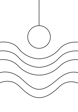 Coloriage Cercle suspendu et vagues minimalistes