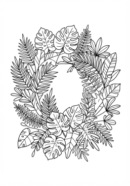 Voir le coloriage Feuillage tropical luxuriant et enveloppant pour un moment de calme