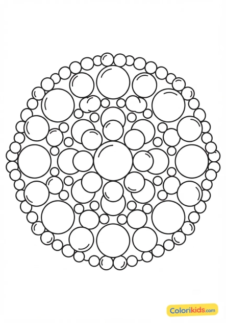 Coloriage à imprimer : mandala bulles et cercles