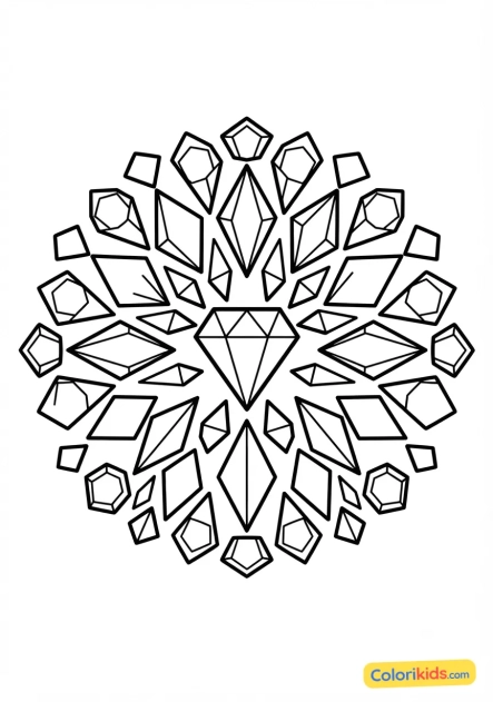 Coloriage à imprimer : mandala éclats de diamant