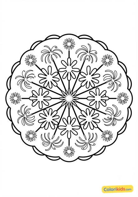 Coloriage à imprimer : mandala feu d'artifice