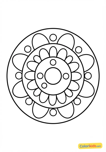 Coloriage à imprimer : mandala soleil rayonnant