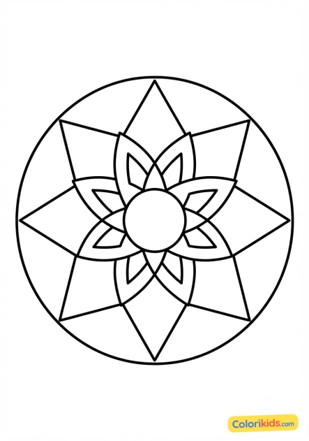 Coloriage à imprimer : mandala pétales arrondis