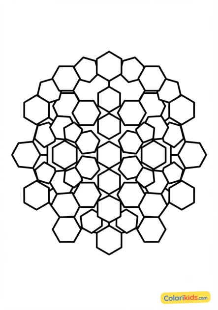 Coloriage à imprimer : mandala hexagones simples