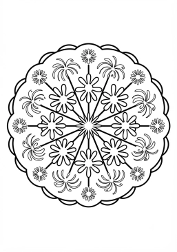Coloriage Mandala feu d'artifice