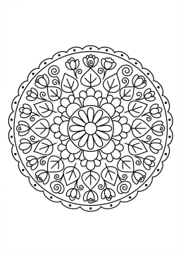 Coloriage Mandala couronne de fleurs