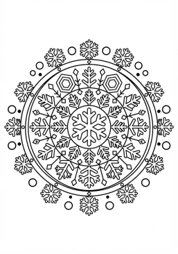 Coloriage Mandala flocons de neige larges