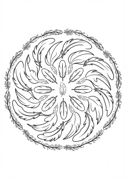 Coloriage Mandala plumes légères