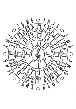 Coloriage Mandala notes de musique