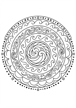 Coloriage Mandala vagues marines