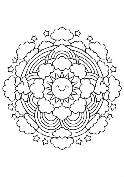 Coloriage Mandala arc-en-ciel