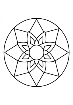 Coloriage Mandala pétales arrondis