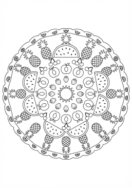 Coloriage Mandala fruits d'été