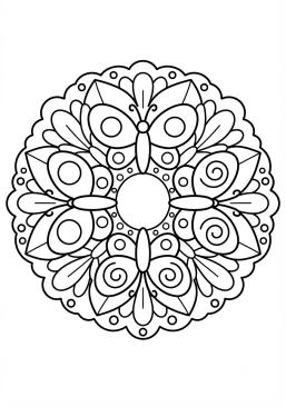 Coloriage Mandala papillons symétriques