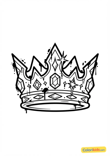 Coloriage à imprimer : couronne royale style roi du bitume