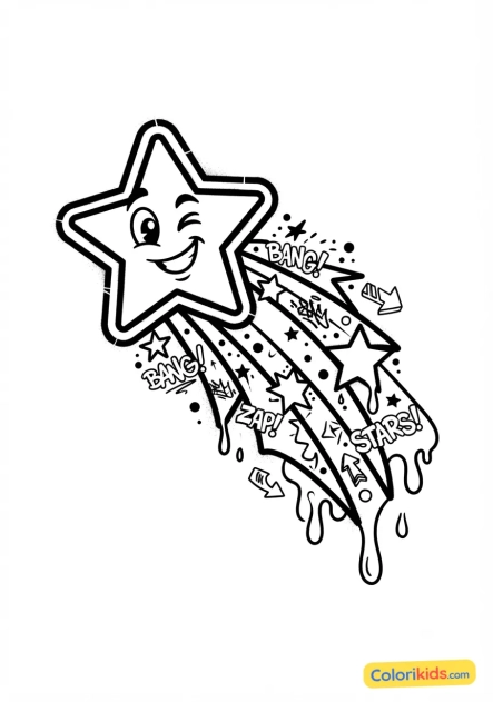 Coloriage à imprimer : Étoile filante style pochoir