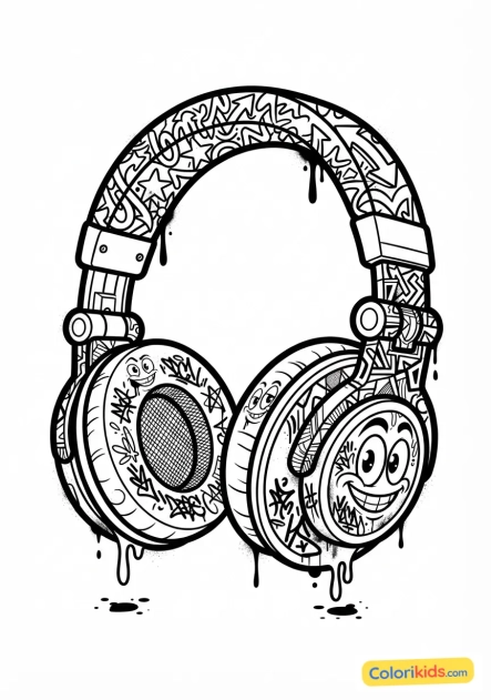 Coloriage à imprimer : casque audio géant urbain