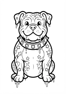 Coloriage Bouledogue américain avec un collier clouté