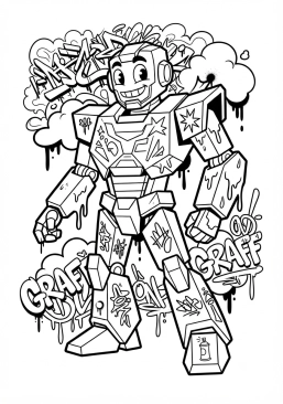 Coloriage Robot futuriste en mode graff