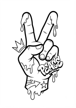 Coloriage Main faisant le signe de la victoire (peace)