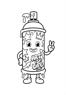 Coloriage Bombe de peinture aérosol souriante