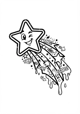 Coloriage Étoile filante style pochoir