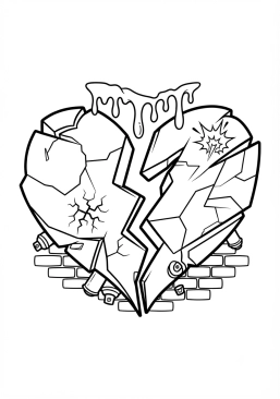 Coloriage Coeur brisé version street art